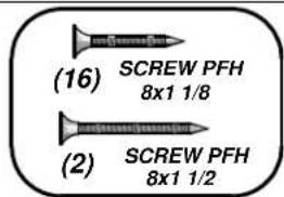 (16) SCREW PFH 8x1 1/8 (2) SCREW PFH 8x1 1/2