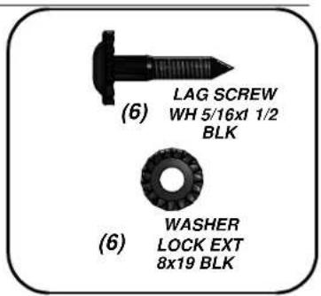 (6) LAG SCREW WH 5/16x1 1/2 BLK WASHER LOCK EXT 8x19 BLK (6)