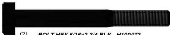 (2) - BOLT HEX 5/16x2-3/4 BLK - H100472