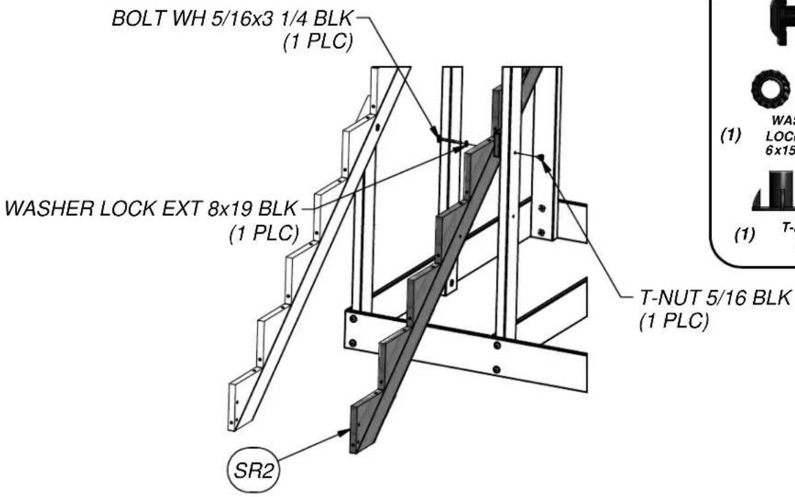 BOLT WH 5/16x3 1/4 BLK (1 PLC) WASHER LOCK EXT 8x19 BLK (1 PLC) SR2 T-NUT 5/16 BLK (1 PLC) (1) WAS LOCK 6x15 (1) T-
