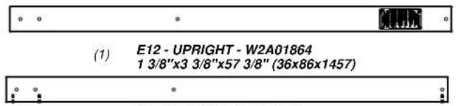 (1) E12 - UPRIGHT - W2A01864 1 3/8"x3 3/8"x57 3/8" (36x86x1457)