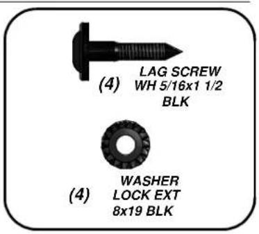 (4) LAG SCREW WH 5/16x1 1/2 BLK WASHER LOCK EXT 8x19 BLK