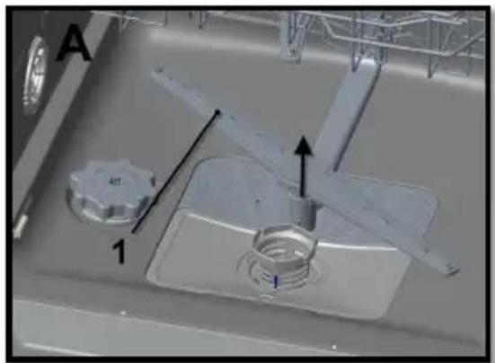3D mechanical assembly diagram showing components labeled A and 1, with no readable text or symbols beyond labels