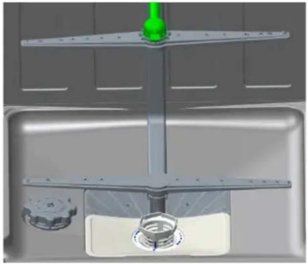 3D rendering of a mechanical assembly with a green valve and flange (no text or symbols visible)