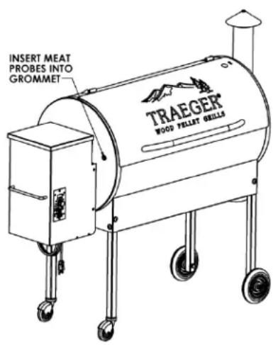INSERT MEAT PROBES INTO GROMMET TRAEGER WOOD PELLET GRILLS