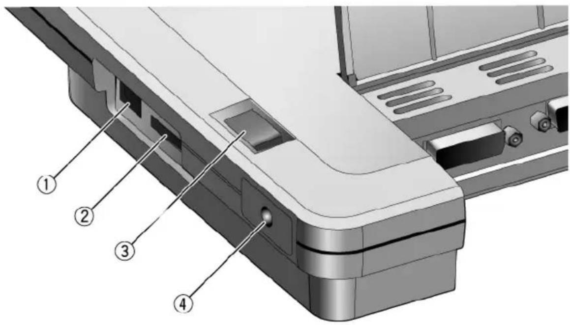 Technical diagram of a printer or printer component with numbered parts labeled 1 to 4
