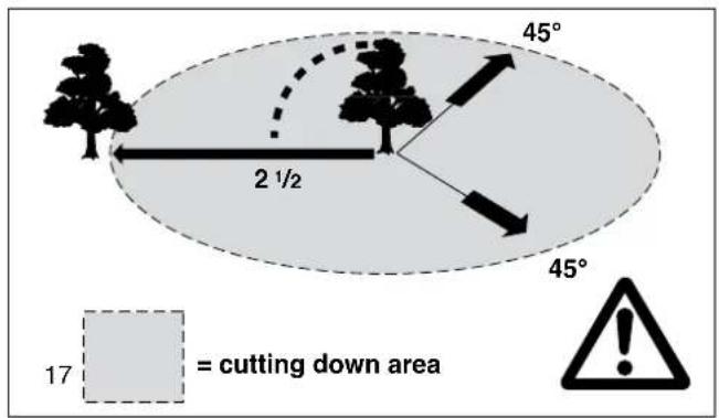 45° 2 1/2 45° = cutting down area 17