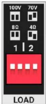 100V 70V 8Ω 4Ω 1 | 2 LOAD