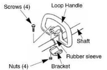 Screws (4) Loop Handle Shaft Rubber sleeve Nuts (4) Bracket