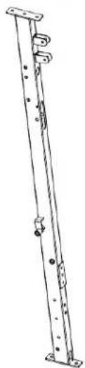 Technical line drawing of a vertical metal frame with mounting flanges (no text or symbols)