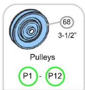 68 3-1/2" Pulleys P1 - P12