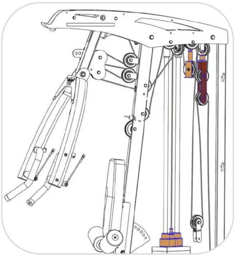 Technical line drawing of a mechanical lifting device with visible gears and levers (no text or symbols)