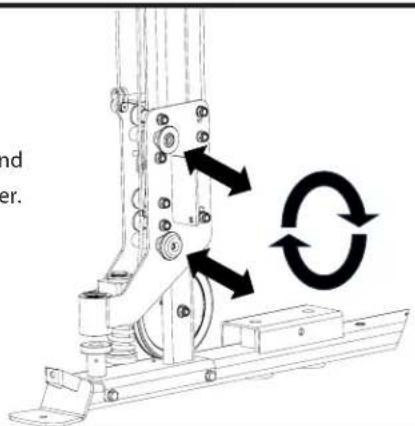 Technical diagram of a mechanical device with labeled components and rotational arrows indicating motion or feedback.