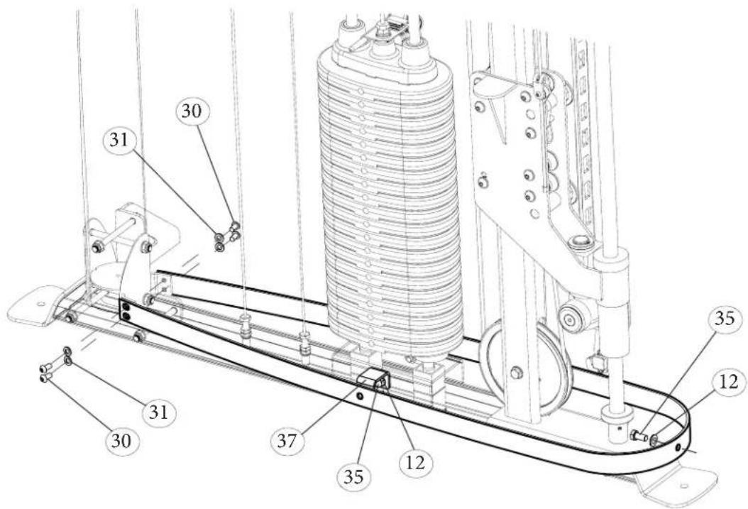 Technical diagram of a mechanical assembly with numbered components for identification