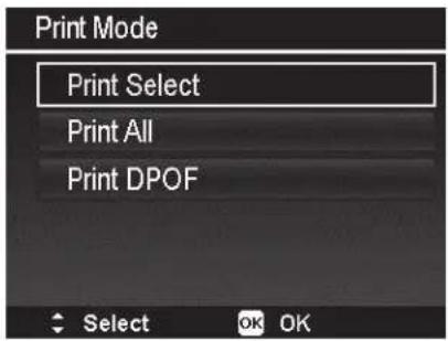 Print Mode Print Select Print All Print DPOF Select OK OK
