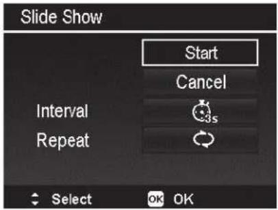 Slide Show Start Cancel Interval 3s Repeat Select OK OK