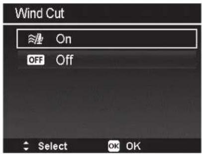 Wind Cut On OFF Off Select OK OK