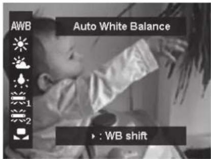 AWB Auto White Balance ▶ : WB shift