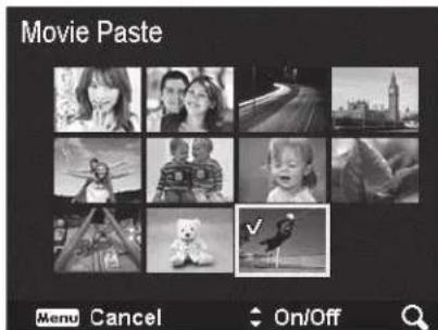 Movie Paste Menu Cancel On/Off
