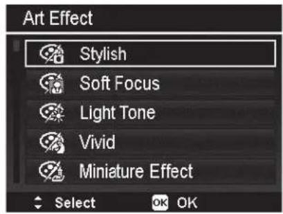 Art Effect Stylish Soft Focus Light Tone Vivid Miniature Effect Select OK OK