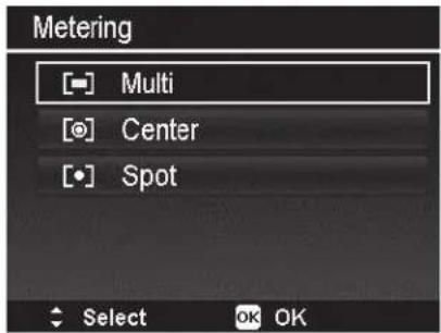Metering Multi Center Spot Select OK OK