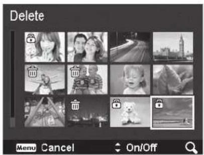 Delete Menu Cancel On/Off