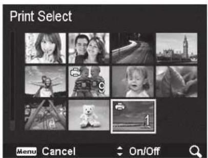 Print Select Menu Cancel On/Off