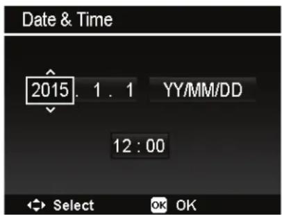 Date & Time 2015. 1 . 1 YY/MM/DD 12 : 00 Select OK OK
