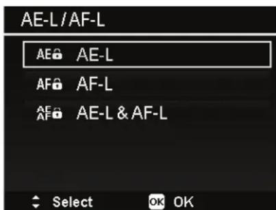 AE-L / AF-L AE AE-L AF AF-L AF AE-L & AF-L Select OK OK