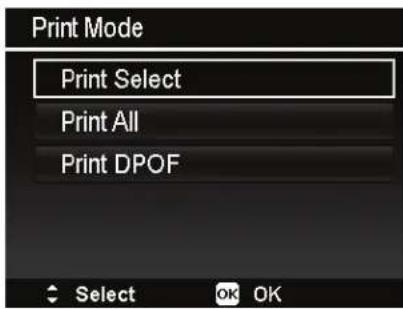 Print Mode Print Select Print All Print DPOF Select OK OK