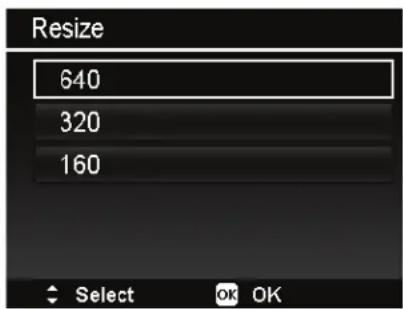 Resize 640 320 160 Select OK OK