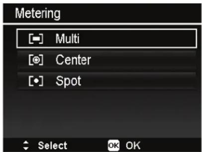 Metering Multi Center Spot Select OK OK