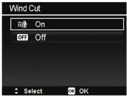 Wind Cut On OFF Off Select OK OK