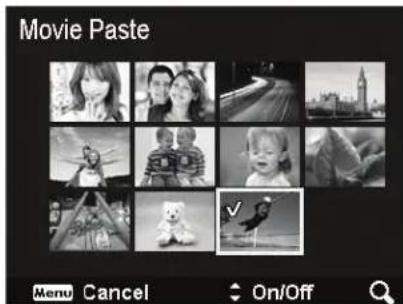 Movie Paste Menu Cancel On/Off
