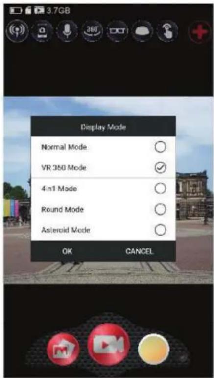 Display Mode Normal Mode VR 350 Mode 4 in1 Mode Round Mode Asteroid Mode OK CANCEL