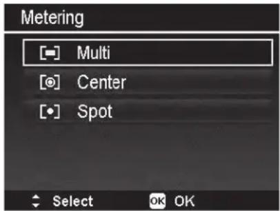 Metering Multi Center Spot Select OK OK
