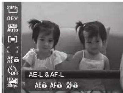 20M OEV ISO Auto AE AF OFF HD 30fps AE-L & AF-L AE AF AF