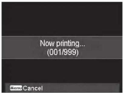 Now printing... (001/999) Menu Cancel