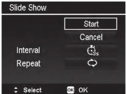 Slide Show Start Cancel Interval 3s Repeat Select OK OK