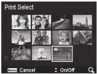 Print Select Menu Cancel On/Off
