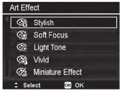 Art Effect Stylish Soft Focus Light Tone Vivid Miniature Effect Select OK OK