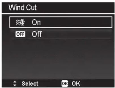 Wind Cut On OFF Off Select OK OK