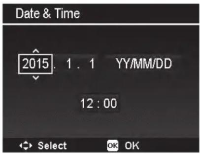 Date & Time 2015. 1 . 1 YY/MM/DD 12 : 00 Select OK OK