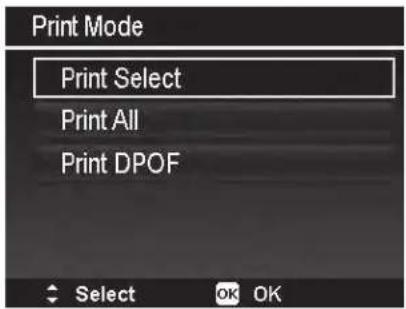 Print Mode Print Select Print All Print DPOF Select OK OK