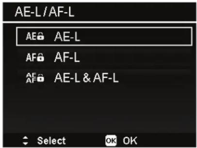 AE-L/AF-L AE AE-L AF AF-L AF AE-L & AF-L Select OK OK