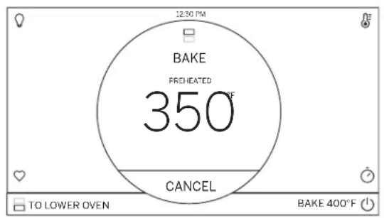12:30 PM BAKE PREHEATED 350°F CANCEL TO LOWER OVEN BAKE 400°F (1)
