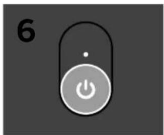 Close-up of a button with a power symbol, labeled '6' in the top-left corner (no other text or symbols)