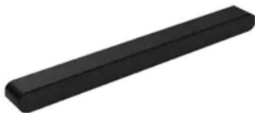 Black rectangular object with a slightly flared end, isolated on white background (no text or symbols)