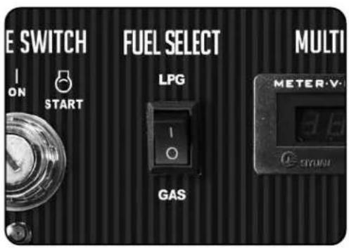 E SWITCH FUEL SELECT MULTI ON START LPG 1 O GAS METER·V 3.6