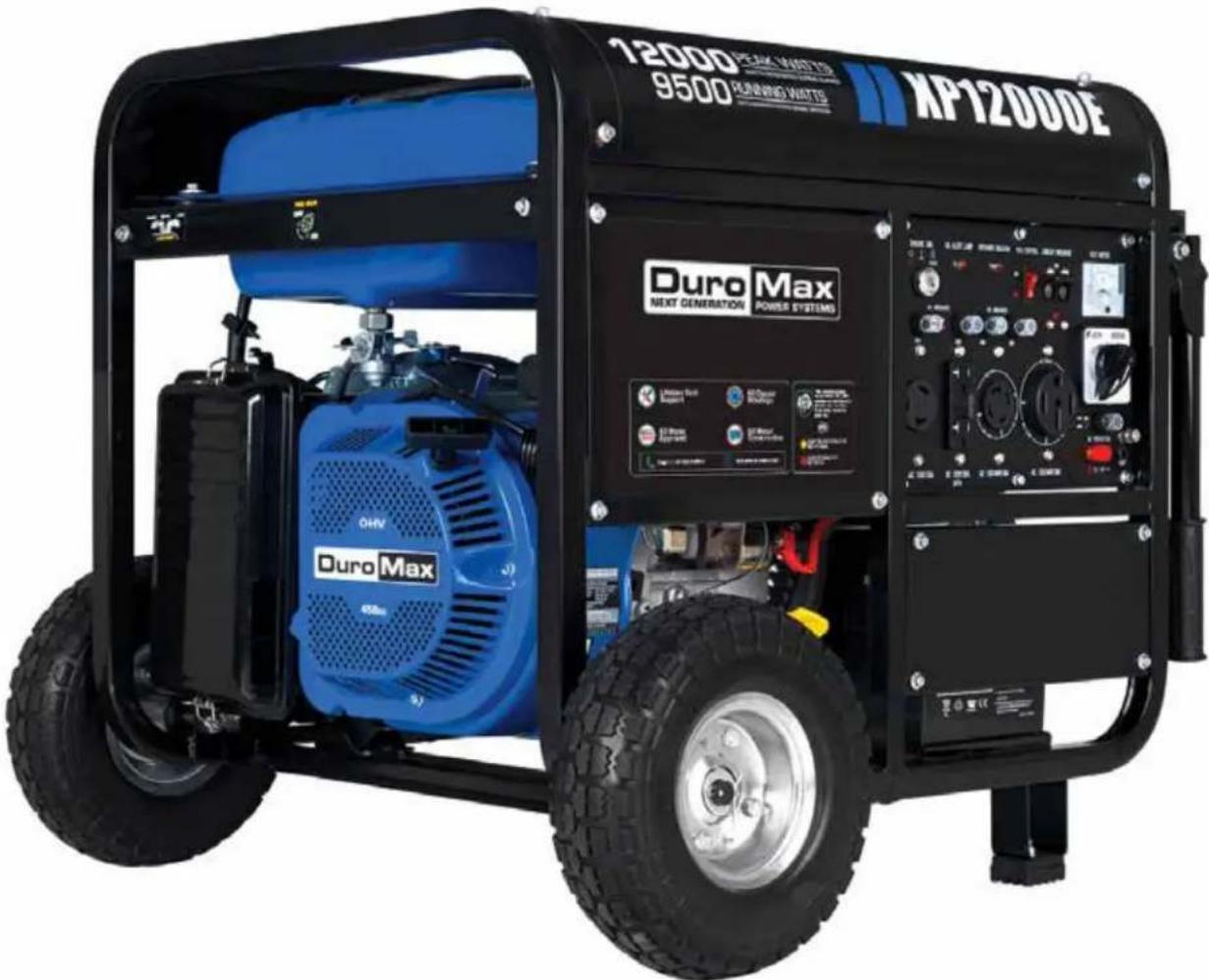 12000 PEAK WARTER 9500 PUNNING WATTS KP12000E Duro Max NEXT GENERATION POWER SYSTEMS OHV Duro Max 400m